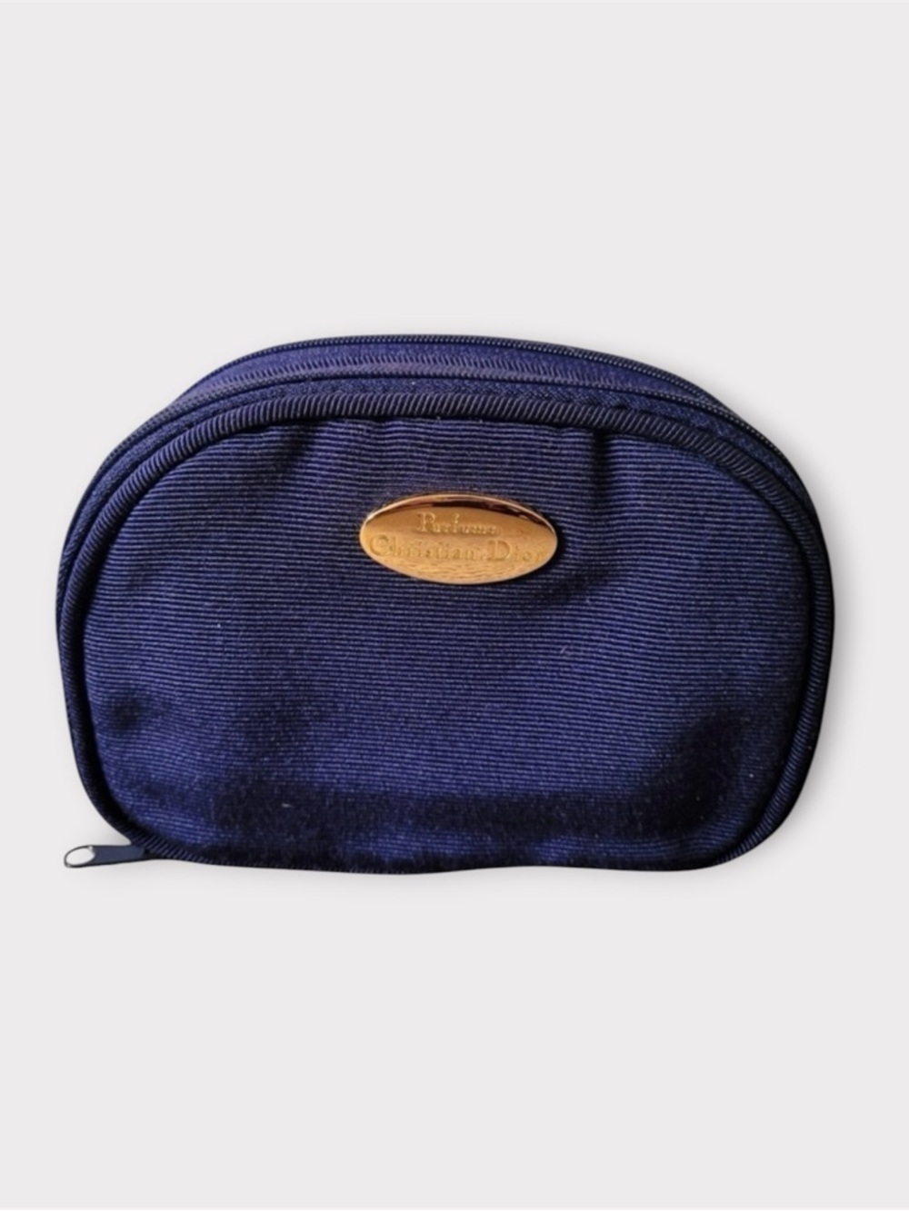 DIOR Vintage Midnight Blue Toiletry Bag with Gold Accent